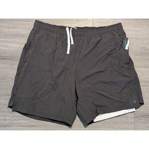 New With Skoro Men's Black Lined Qwick Dry Drawstring Running Shorts Size XL‎
